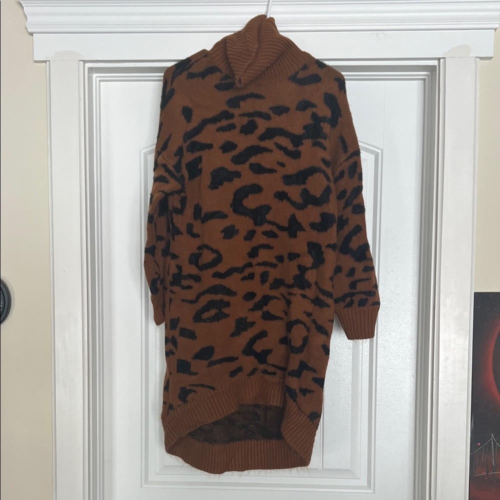 Leopard Print Brown Sweater